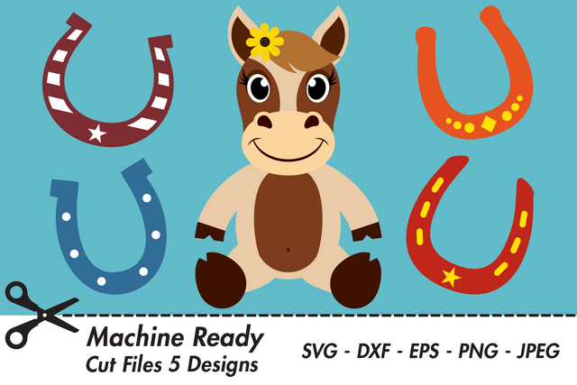Cute Girl Horse With Horseshoes | Farm SVG SVG Captain Creative 