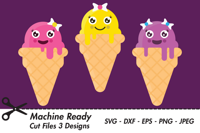 Cute Girl Ice Cream Cones | Food SVG SVG Captain Creative 