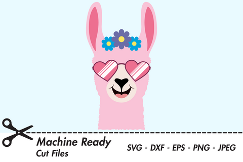 Cute Girl Llama Face With Shades | Farm SVG SVG Captain Creative 