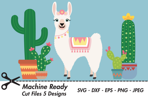 Cute Girl Llama With Cacti | Farm SVG SVG Captain Creative 