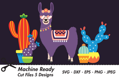 Cute Girl Llama With Shades And Cacti | Farm SVG SVG Captain Creative 