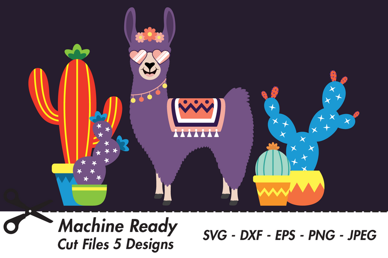 Cute Girl Llama With Shades And Cacti | Farm SVG SVG Captain Creative 
