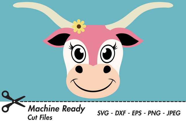 Cute Girl Longhorn Face | Farm SVG SVG Captain Creative 