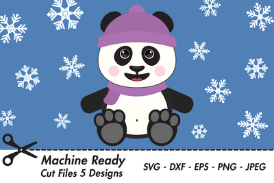 Cute Girl Panda Bear With Snowflakes | Woodland Winter SVG SVG Captain Creative 