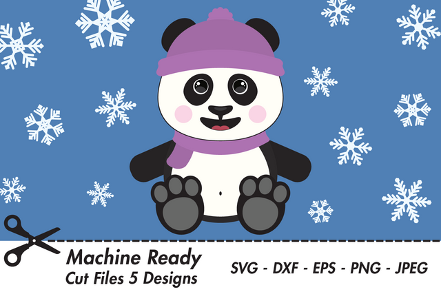 Cute Girl Panda Bear With Snowflakes | Woodland Winter SVG SVG Captain Creative 