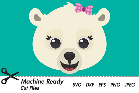 Cute Girl Polar Bear Face | Woodland SVG SVG Captain Creative 