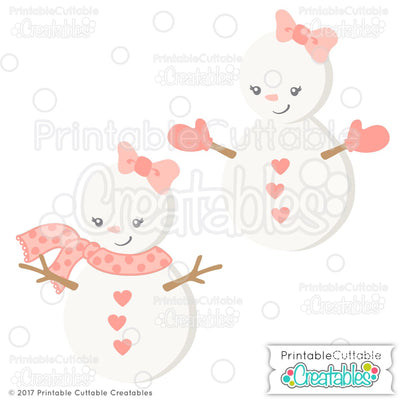 Cute Girl Snowman SVG Printable Cuttable Creatables 