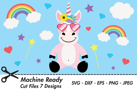 Cute Girl Unicorn With Shades | Magical SVG SVG Captain Creative 