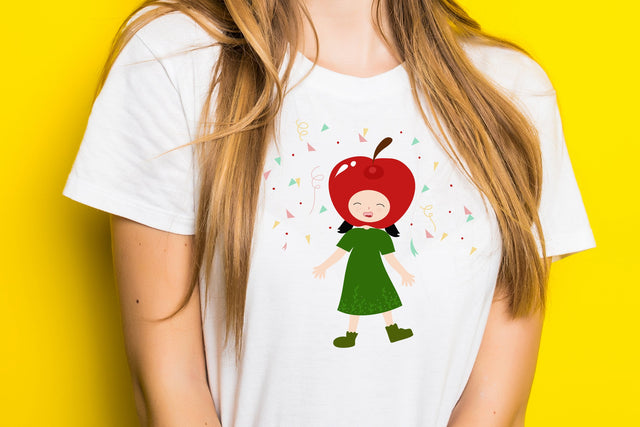 Cute Girl With Apple Head Illustration SVG dapiyupi store 