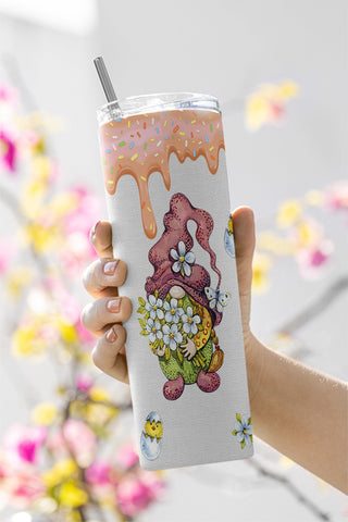 Cute Gnome Easter, Ducks, Easter Eggs, Easter Bunny, Spring Time Tumbler, 20 Ounce Skinny Tumbler, Stainless Tumbler Sublimation CaldwellArt 