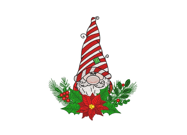 Cute Gnome Embroidery Design, Christmas Embroidery Design, Poinsettia Embroidery File, 4 sizes, Instant Download Embroidery/Applique DESIGNS Nino Nadaraia 