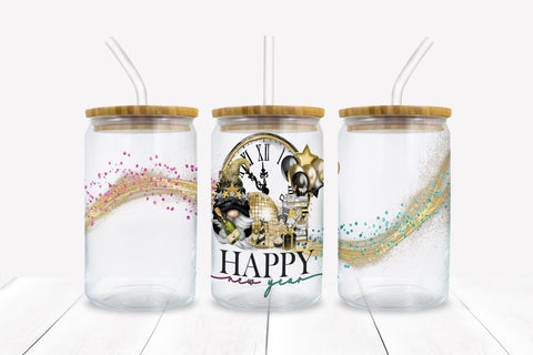 Cute Gnome NYE Libbey Glass Sublimation Wrap PNG Sublimation BijouBay 