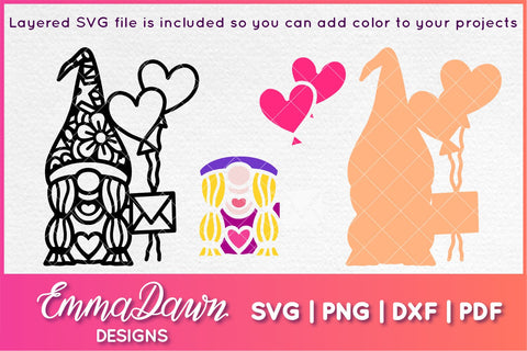 Cute Gnome SVG, Valentines Day Gnome SVG SVG Emma Dawn Designs 