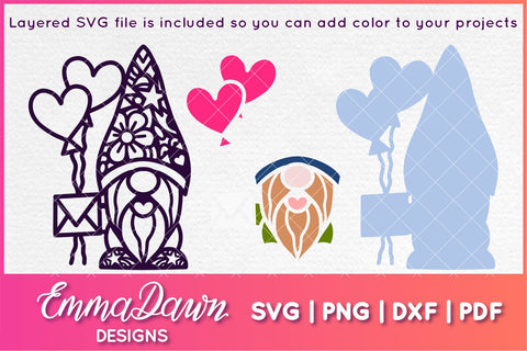 Cute Gnome SVG, Valentines Day Gnome SVG SVG Emma Dawn Designs 