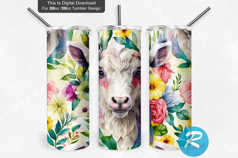 Cute Goat Flower 20 oz / 30 oz Tumbler PNG Sublimation Regulrcrative 