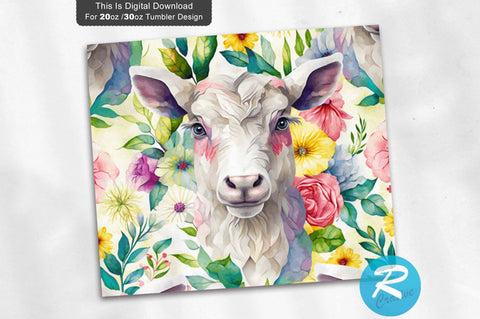 Cute Goat Flower 20 oz / 30 oz Tumbler PNG Sublimation Regulrcrative 