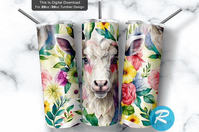 Cute Goat Flower 20 oz / 30 oz Tumbler PNG Sublimation Regulrcrative 