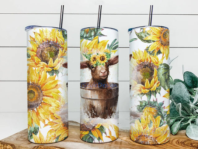 Cute Goat In The Tub 20oz Skinny Tumbler Png, Farm Tumbler, Sunflowers Seamless Country Png, Sunflower Cow Tumbler, Cowhide Tumbler, Western Sunflower Tumbler Sublimation iStyleDesign 