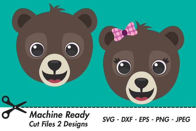 Cute Grizzly Bear Faces | Woodland SVG SVG Captain Creative 