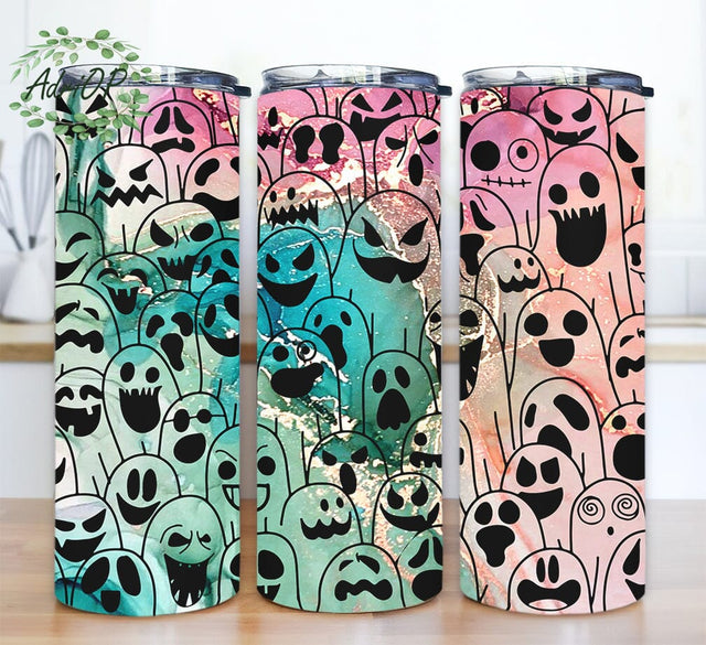 Cute Halloween 20oz Skinny Tumbler Png, Purple Pink Funny Hey Boo Tumbler, Hey Boo Tumbler, Boo Tumbler, Ghost Tumbler, Colorful Boo Tumbler Sublimation AdriOP 