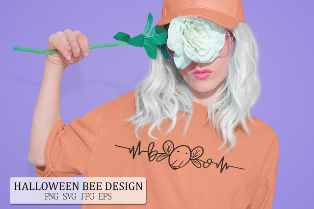 Cute Halloween Bee SVG Design | Heartbeat with BOO text SVG Pfiffen's World 