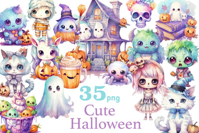 Cute Halloween Clipart Bundle | Little Monsters Clipart SVG GlamArtZhanna 