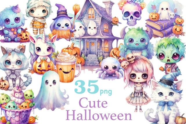 Cute Halloween Clipart Bundle | Little Monsters Clipart SVG GlamArtZhanna 