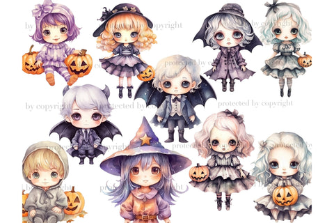 Cute Halloween Clipart PNG | Kawaii Woman Clipart SVG GlamArtZhanna 