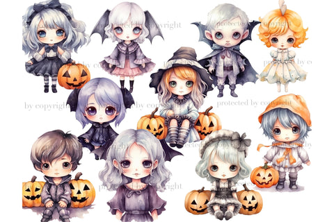 Cute Halloween Clipart PNG | Kawaii Woman Clipart SVG GlamArtZhanna 