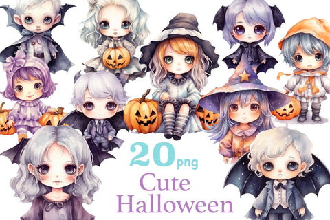 Cute Halloween Clipart PNG | Kawaii Woman Clipart SVG GlamArtZhanna 