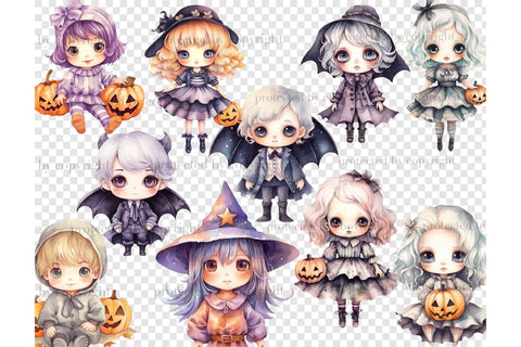 Cute Halloween Clipart PNG | Kawaii Woman Clipart SVG GlamArtZhanna 