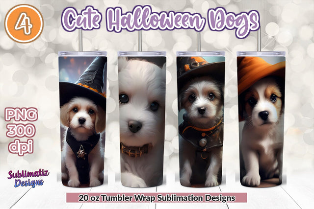 Cute Halloween Dogs Tumbler Wrap Bundle Sublimation Sublimatiz Designs 