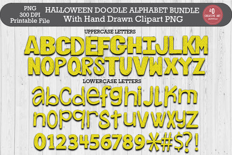 Cute Halloween Doodle Alphabet Bundle PNG Sublimation jacpot007 