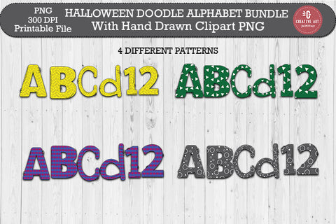 Cute Halloween Doodle Alphabet Bundle PNG Sublimation jacpot007 