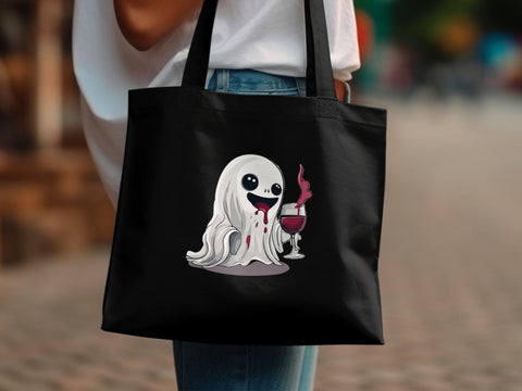 Cute Halloween Ghost drinking Wine T-shirt PNG Sublimation Luvleigh Digitals 