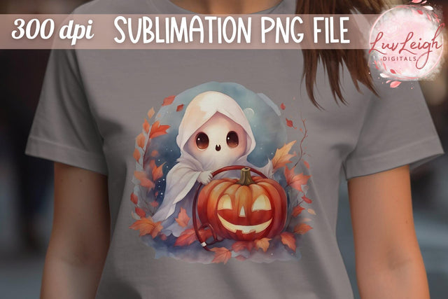 Cute Halloween Ghost T-shirt PNG Sublimation Luvleigh Digitals 