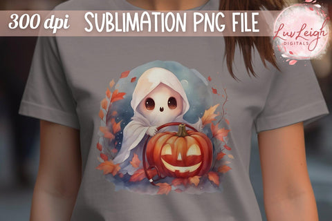 Cute Halloween Ghost T-shirt PNG Sublimation Luvleigh Digitals 