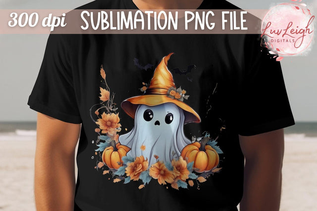 Cute Halloween Ghost T-shirt PNG Sublimation Luvleigh Digitals 