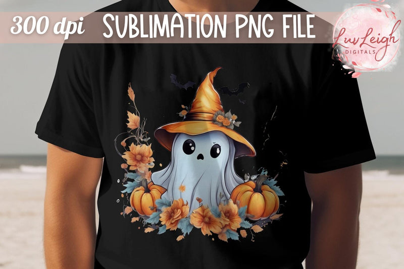 Cute Halloween Ghost T-shirt PNG Sublimation Luvleigh Digitals 