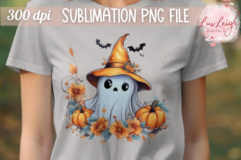 Cute Halloween Ghost T-shirt PNG Sublimation Luvleigh Digitals 