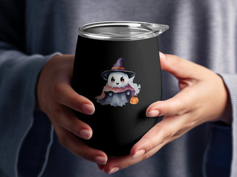 Cute Halloween ghost with Hat T-shirt PNG Sublimation Luvleigh Digitals 