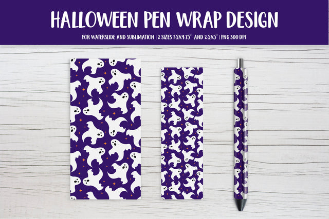 Cute Halloween Ghosts Pen Wrap Template. Sublimation or Waterslide Sublimation LaBelezoka 