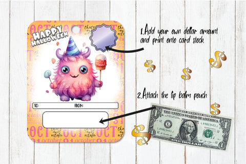 Cute Halloween Money Card Printable PNG Designs Sublimation OrangeBrushStudio 