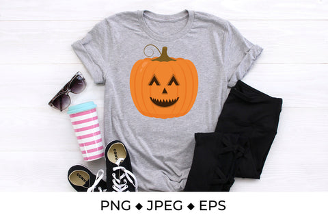 Cute Halloween pumpkin face. Laughing Jack-o'-Lantern Sublimation LaBelezoka 