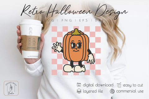 Cute Halloween Pumpkin SVG Retro Halloween Design SVG OrangeBrushStudio 