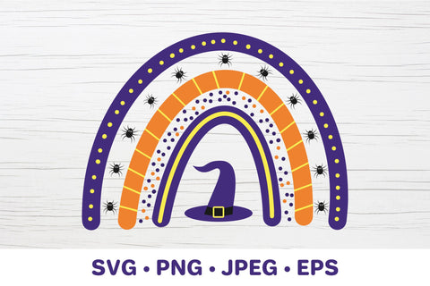 Cute Halloween rainbow. Witch hat. Halloween clipart SVG LaBelezoka 