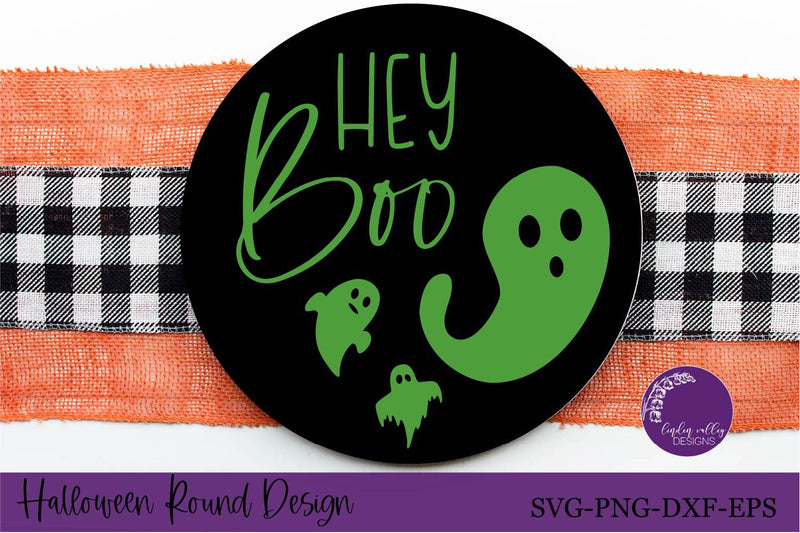 Round Boo Cute Halloween Round Sign SVG|Hey Boo SVG - So Fontsy