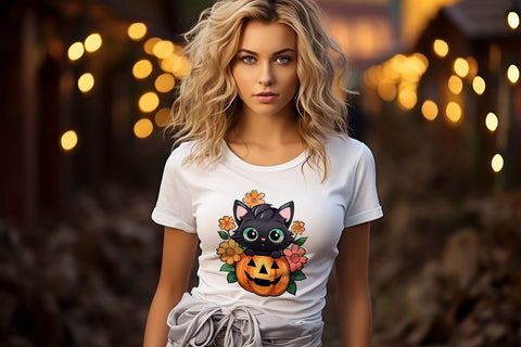 Cute Halloween Witch Cat Print Sublimation Designs by Ira 