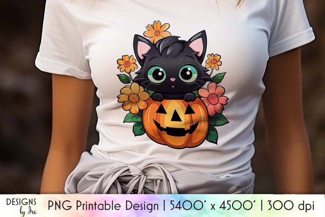 Cute Halloween Witch Cat Print Sublimation Designs by Ira 