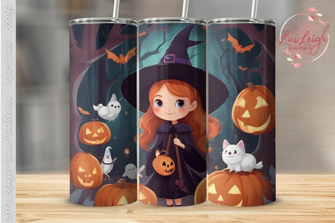 Cute Halloween Witch Tumbler wrap Sublimation Luvleigh Digitals 